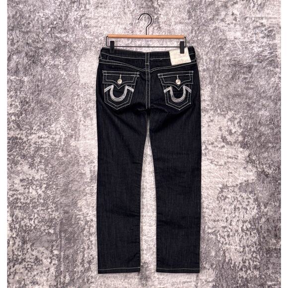 Vintage True Religion Jeans 28 Womens Y2K Low Rise Flap Pocket Dark Embroidered - Picture 2 of 8